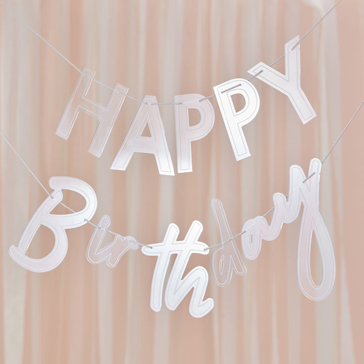 Holografische Happy Birthday Buchstaben Girlande silber, DIY, 3m