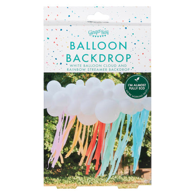 Ballonwolke mit Regenbogen-Krepp, Ballongirlande, Regenbogenparty