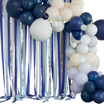 Ballongirlande dunkelblau & weiss, DIY, 70 Ballons inkl. Kreppgirlanden