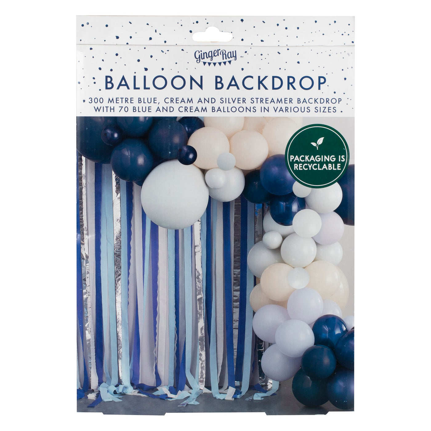 Ballongirlande dunkelblau & weiss, DIY, 70 Ballons inkl. Kreppgirlanden
