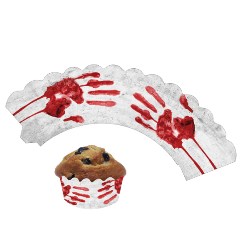 Muffinbanderolen Blutige Hand, Halloween 12er Pack