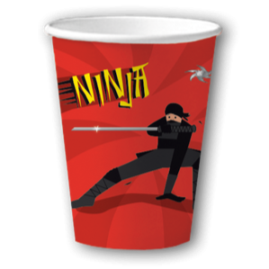 Party Becher Ninja, 8er Pack, 200ml, Pappe, Party Deko Motto-Party am Kindergeburtstag, Geburtstag