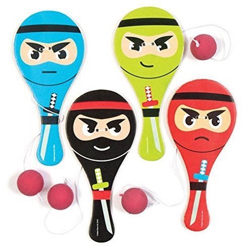 Paddleballschläger "Ninjas" 4er Pack