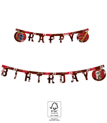 Buchstabenkette Happy Birthday, Lego Ninjago, Papier, 1.95 m, FSC, Party Deko Motto-Party am Kindergeburtstag, Geburtstag