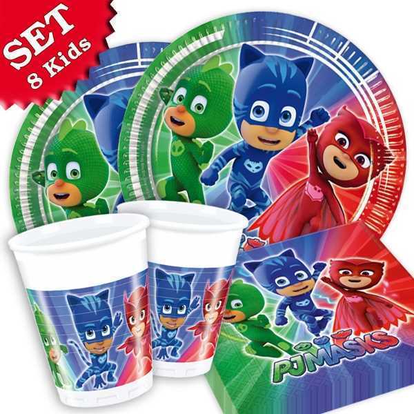 Party Deko Set Basic PJ Mask, für 8 Kids, 36-tlg., Party Deko Motto-Party am Kindergeburtstag, Geburtstag