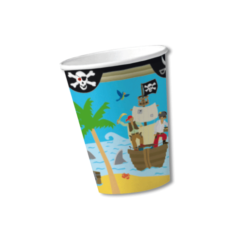 Piraten Party-Becher, Piratenschiff, 8er Pack