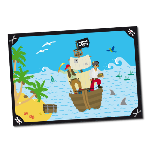 Piraten Platzsets, Piratenschiff, 6er Pack, 38x27cm