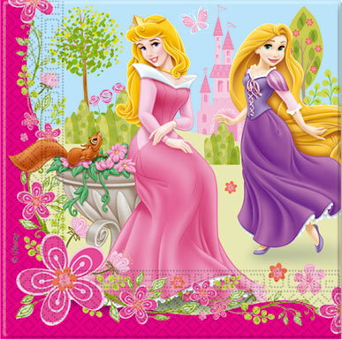 Servietten Disney Princess, Summer Palace, 20 Stück, 33x33cm, Party Deko Motto-Party am Kindergeburtstag, Geburtstag
