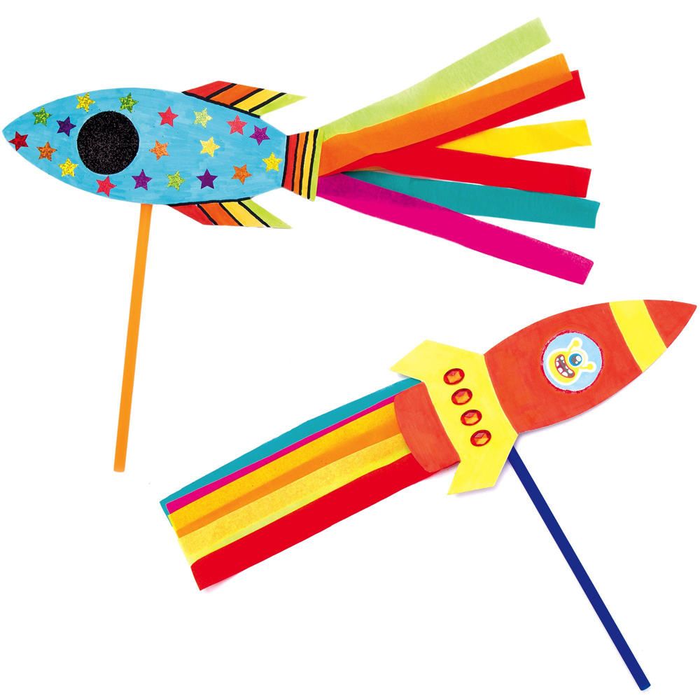 Bastelset Rakete, 6er Pack kinderparties-shop