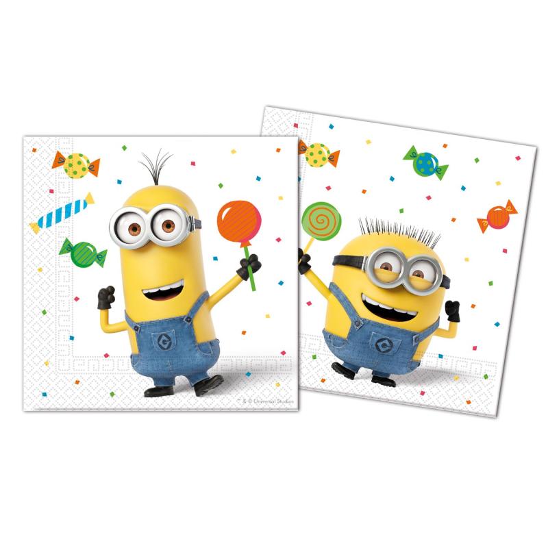 Minions Servietten, Ballon Party, 20er Pack, 33x33cm