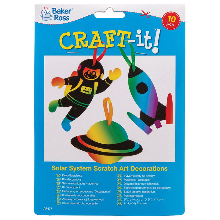 Kratzbild Anhänger Weltraum / Astronaut / Rakete, mit Anhänger, 10er Pack kinderparties-shop
