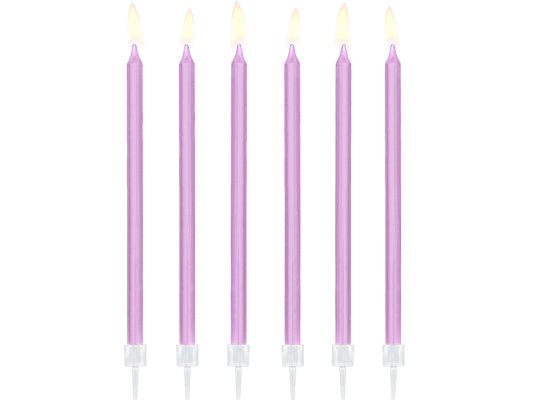 Geburtstagskerzen glatt, violett, 12 Kerzen inkl. Ständer