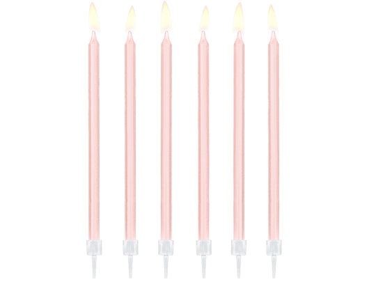 Geburtstagskerzen glatt, rosa, 12 Kerzen inkl. Ständer