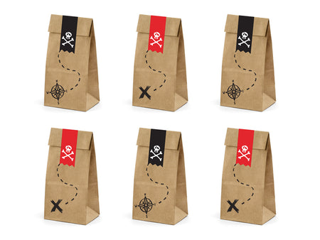 Gift bags, pirate treasure map, pack of 6, paper image