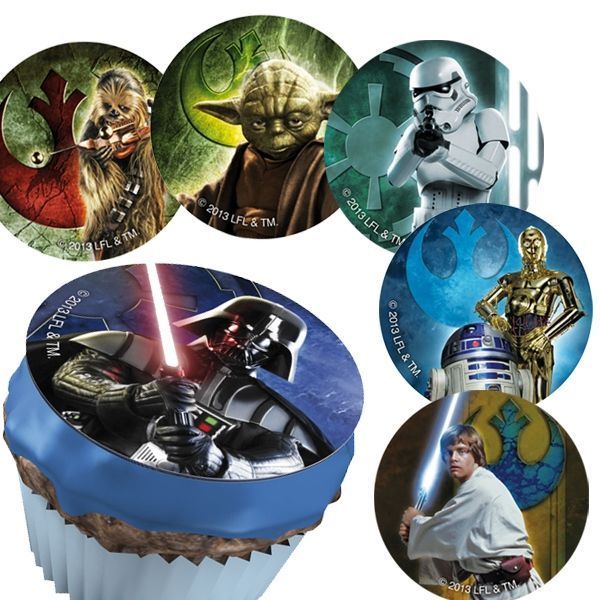 Star Wars Muffinaufleger aus Zucker 12er, Geburtstagskuchen, Muffins, Kindergeburtstag, Motto-Party