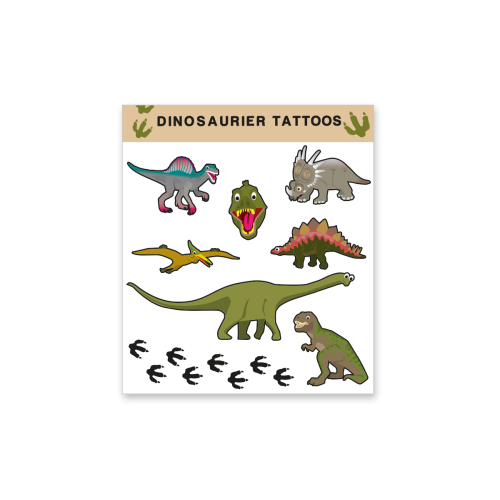 Dinosaurier Tattoos, Give-away & Partyspass, 8 Tattoos, 1 Bogen