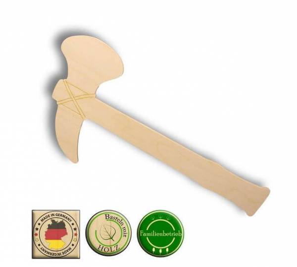 Blanko Pappform Tomahawk, Holz, 27 cm, 1 Stück, Mitgebsel, Gastgeschenk, Giva-away, Spielzeug, Kindergeburtstag, Motto-Party