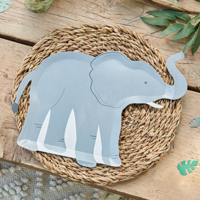 Elefanten Teller, Tiere / Afrika / Safari / Zoo Party, 8er Pack