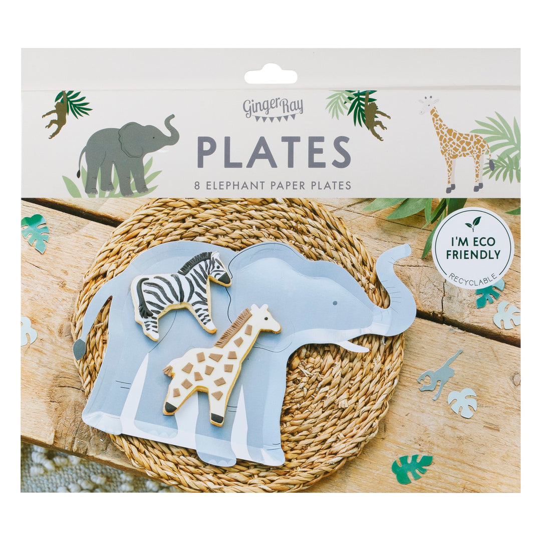 Elefanten Teller, Tiere / Afrika / Safari / Zoo Party, 8er Pack