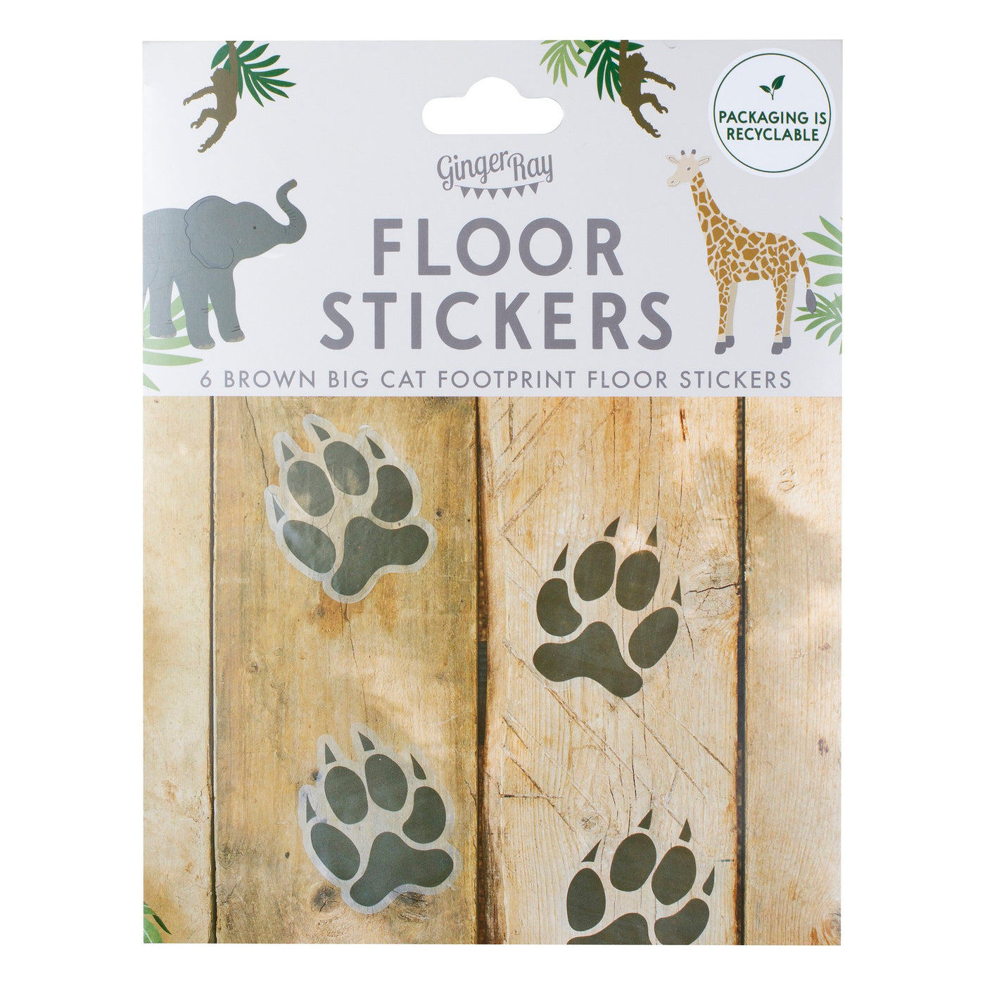 Tier Tatzenspuren Sticker / Bodenaufkleber, 6er Pack